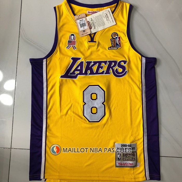 Maillot Los Angeles Lakers Kobe Bryant NO 8 Mitchell & Ness 2001-02 Jaune